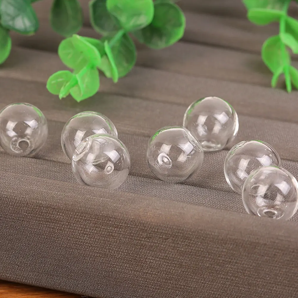 100 PCS Hollow Glass Accessory DIY Jewelry Decor Making Hole Ball Earrings Material