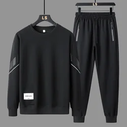 Customized New Fashion Round Neck Hoodie + Pants 2-piece Suits Men Tracksuit Casual Male Pullover Sportwear Athletic Sets