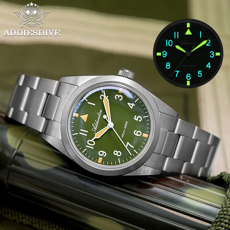 

ADDIESDIVE 36mm AD2502 Watch For Men Titanium Alloy 10Bar Waterproof Luminous VH31 Movement Quartz Watch