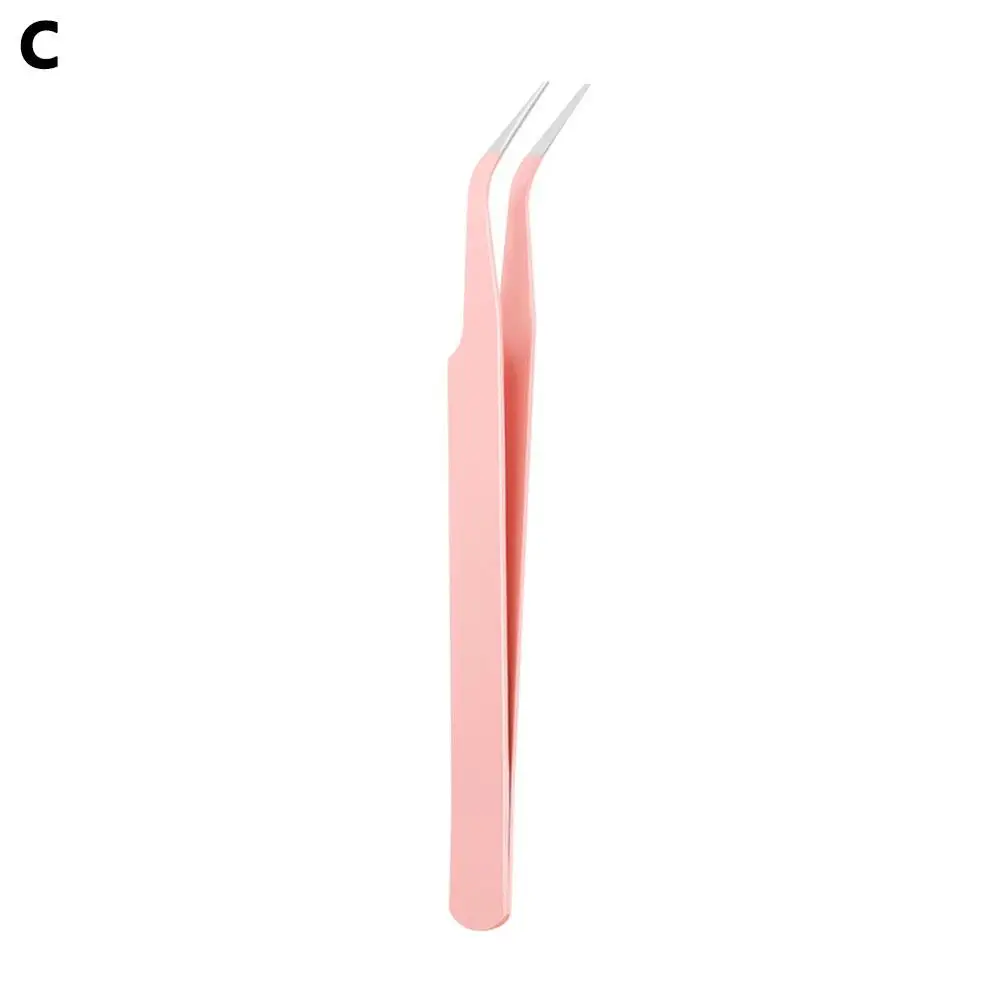 Präzision Wimpern Pinzette Edelstahl Augenbraue Falsche Pinzette Kopf Werkzeug Entfernung Pinzette Wimpern Haar Werkzeug Spitze Gebogen M E3G6
