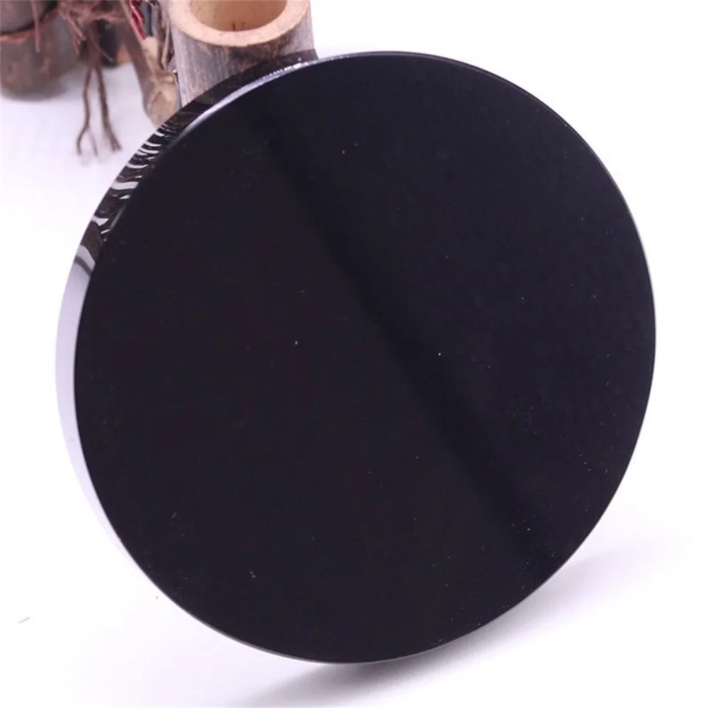 Natural Obsidian Disc Quartz Crystal Mineral Divination Mirror Feng Shui Mirror Home Demagnetization Decoration Meditation Gem