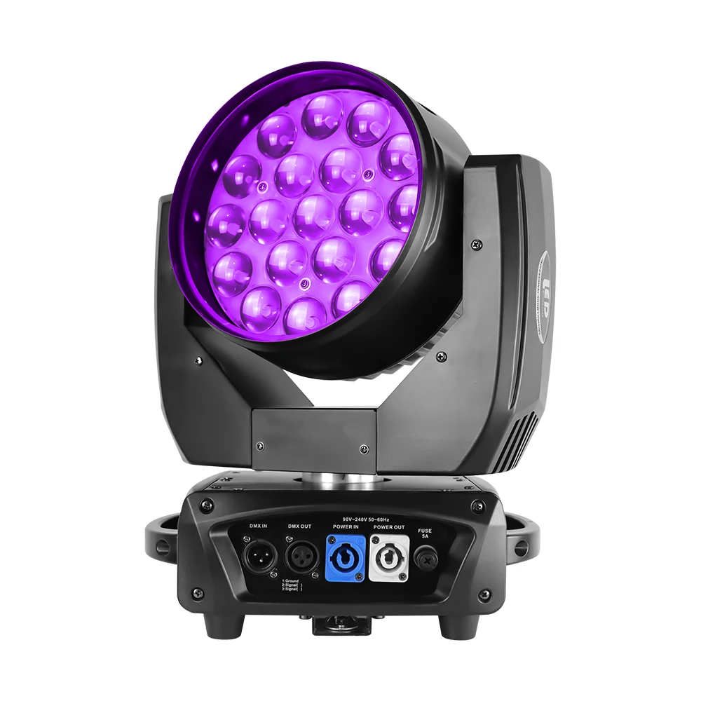 19x15W LED RGBW Beam+Wash Zoom Moving Head Lights DMX 16/24 CH Stage Effect Lighting For Wedding DJ Disco Part Church TV Studio