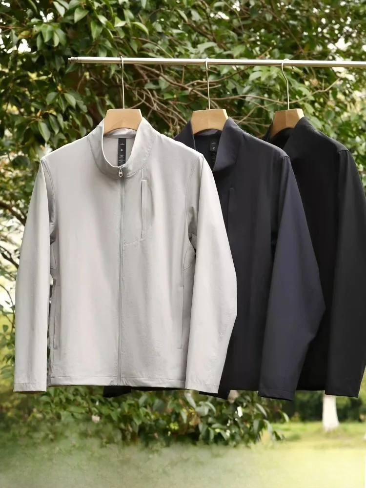 

Leavo Johnson Spring Summer Spor Универсальная майка с маленьким воротником-стойкой и воротником-стойкой для мужчин, длинная све