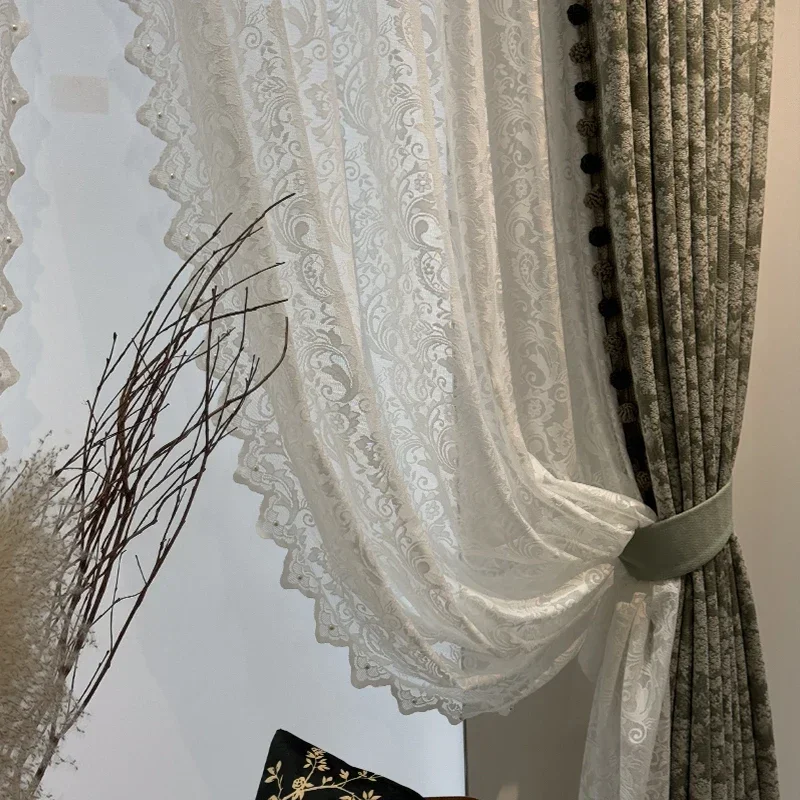 

Rose Jacquard Chenille Luxury Curtains for Living Room Bedroom Floor Window Balcony Modern Blackout Curtains Customize