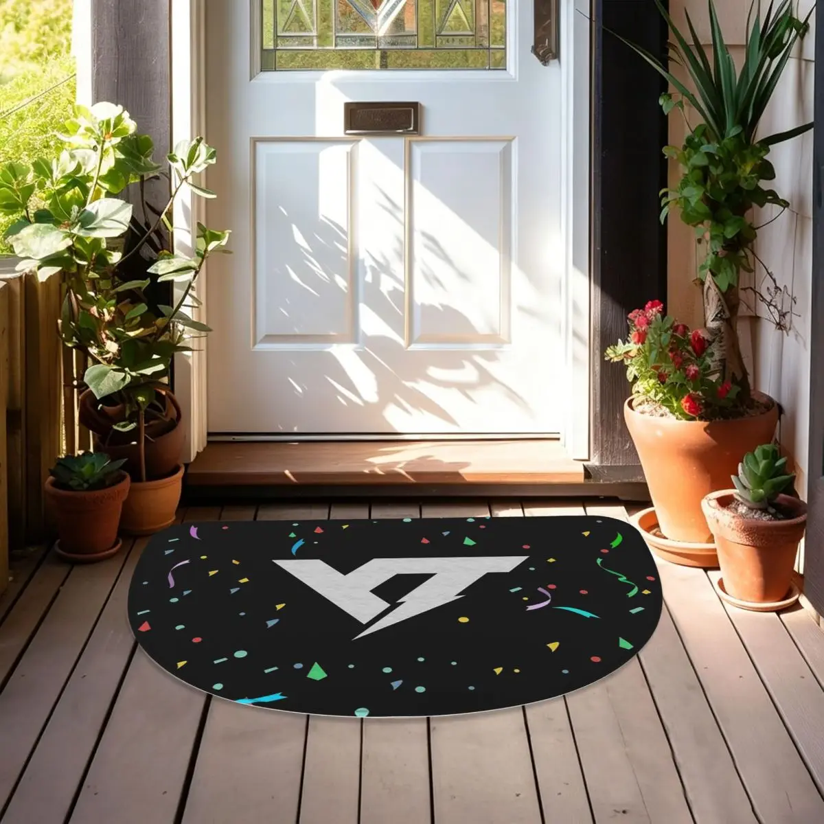 YT Industries Soft Flannel Half Round Doormat Non Slip Bathroom Mat Absorbent Floor Carpet for Living Room