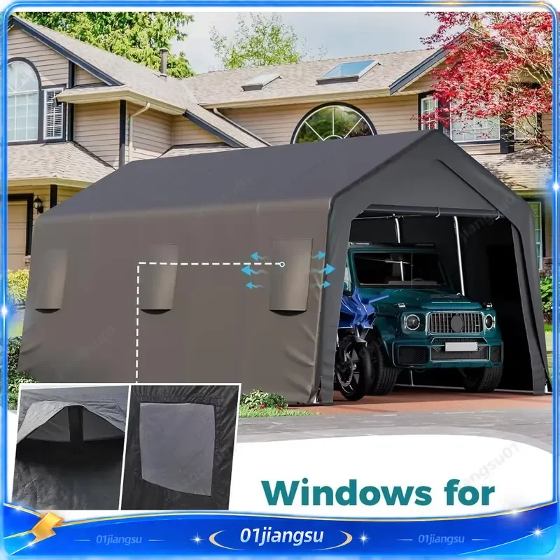 13x20ft Heavy Duty Steel Carport Portable Garage Tent Reinforced All Season Car Canopy Shelter Outdoor Vehicle Cover Parking