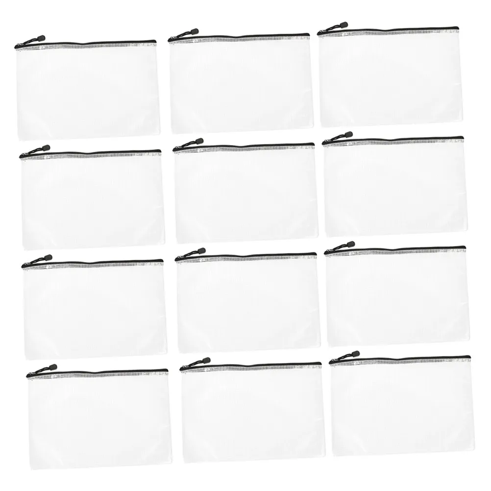 15pcs-black-mesh-zipper-pouches-premium-pvc-document-organizer-for-students-teachers-office-supplies-storage-stationery