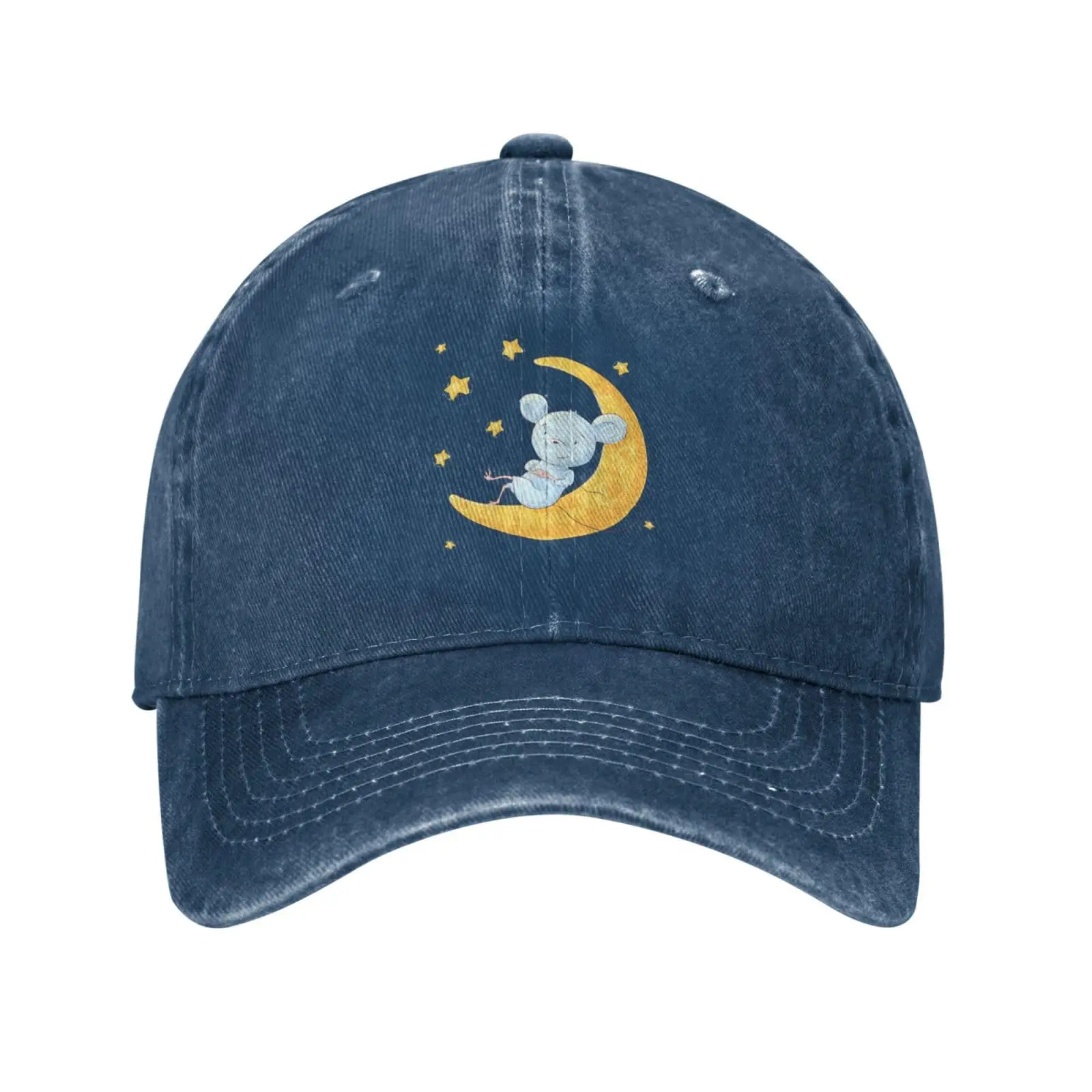 Casquette de baseball pour hommes et femmes, chapeau de camionneur vintage, chapeaux de golf, une souris de dessin animé mignonne sur la lune