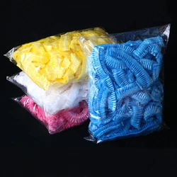 100pcs Disposable Plastic Shower Cap Elastic Disposable Shower Caps Anti Dust Waterproof Hat  Hair Salon Beauty Accessories