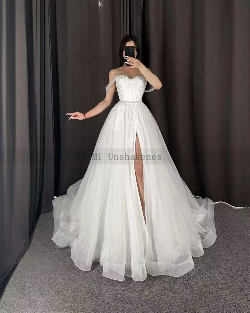 Elegant Vintage Wedding Dresses 2024 Vestido de Noivas Corset Beads Split Bridal Dress Lace Up Back Wedding Gowns Sweetheart