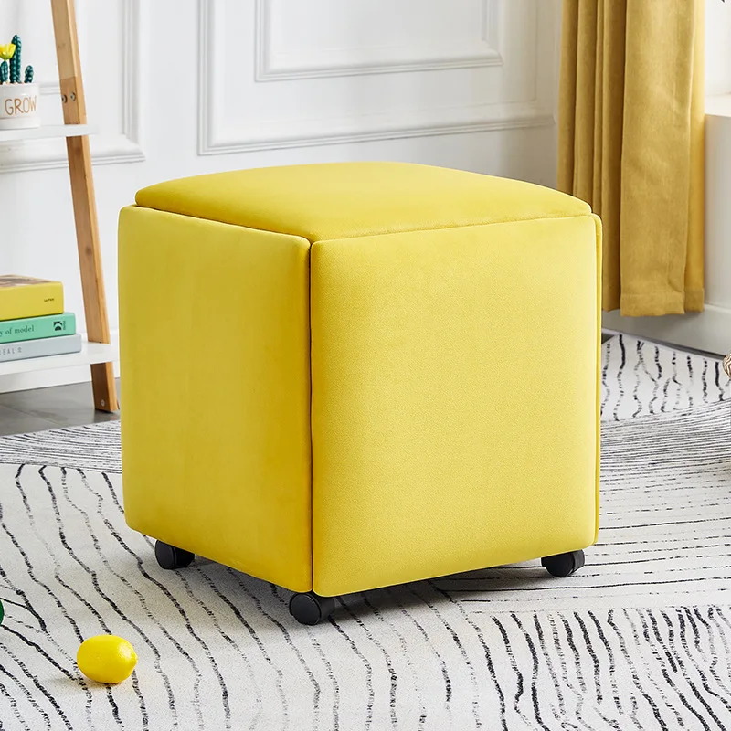 5 in 1 Household Square Multifunctional Cube Combination Sofa Stool Chair Nordic Spacesaving Living Room Foot Stools With Wheels