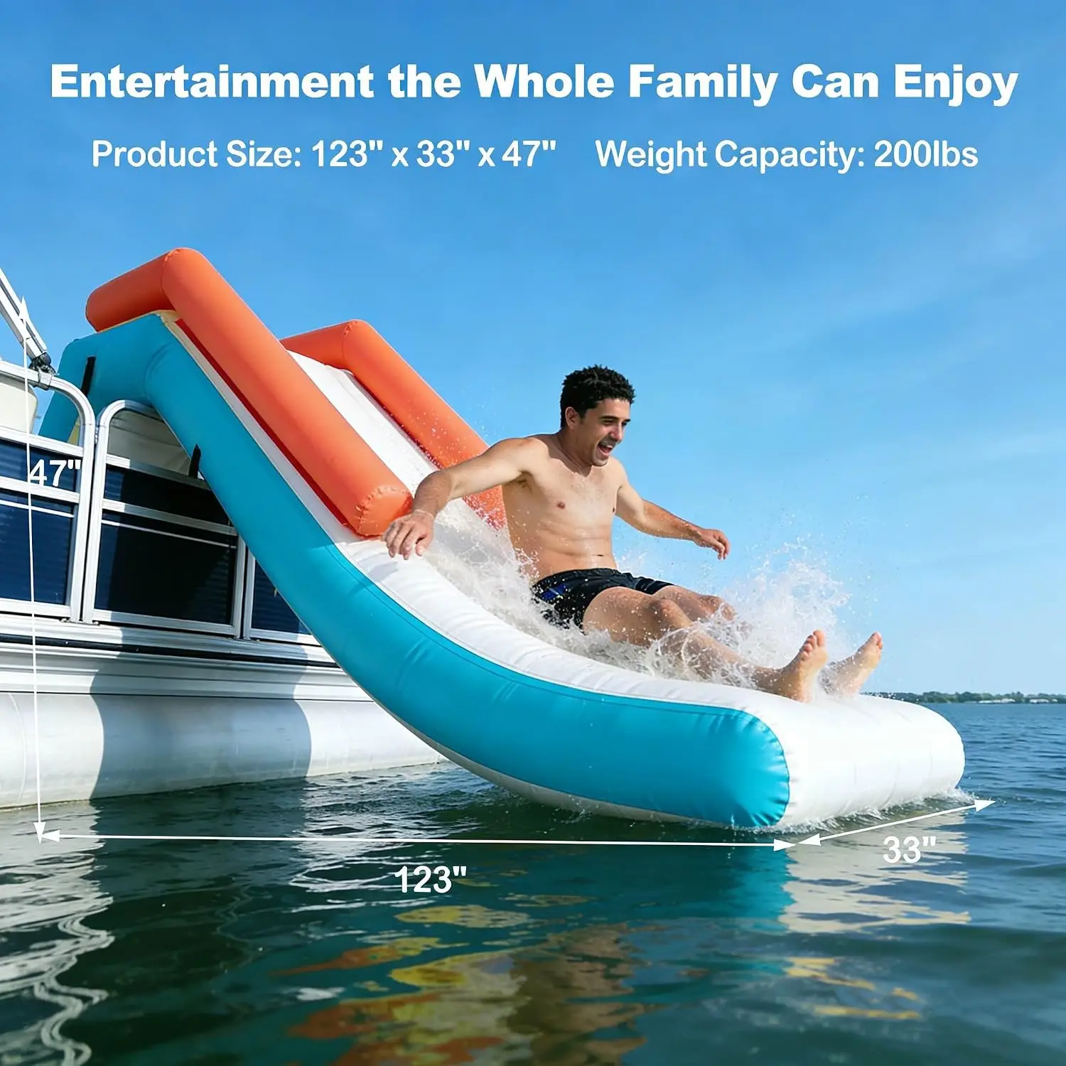 Portable Inflatable Pontoon Water Slide with Quick Setup, Summer Party Slide for Boat Docks, Lakes, and Pools