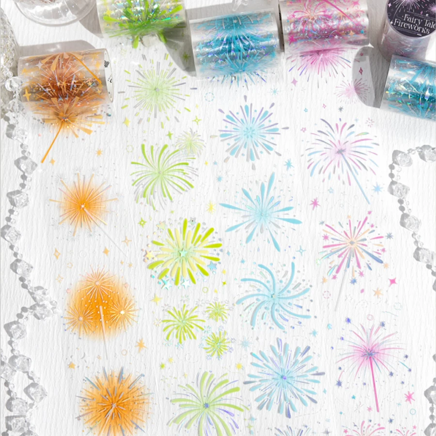 

Mr. Paper 1Style 4Rolls/bag Gorgeous Fireworks Theme Tape Creative Handbook DIY Scrapbooking Picture Book Material Tape Stickers