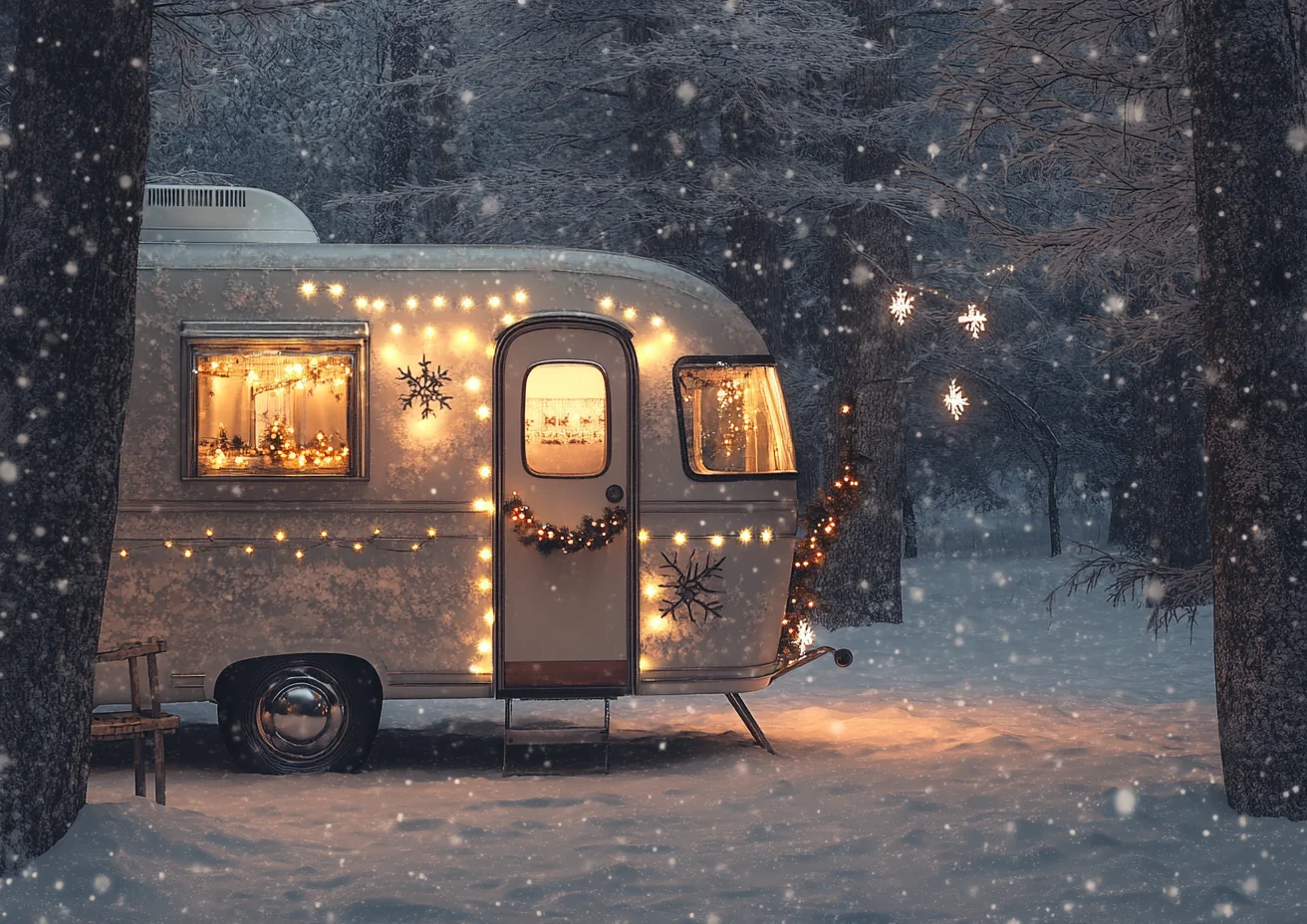 Winter Snowy Bus Christmas Background Photography Camping Forest Xmas Trees Kids Family Portrait Christmas Backdrop Photo Studio