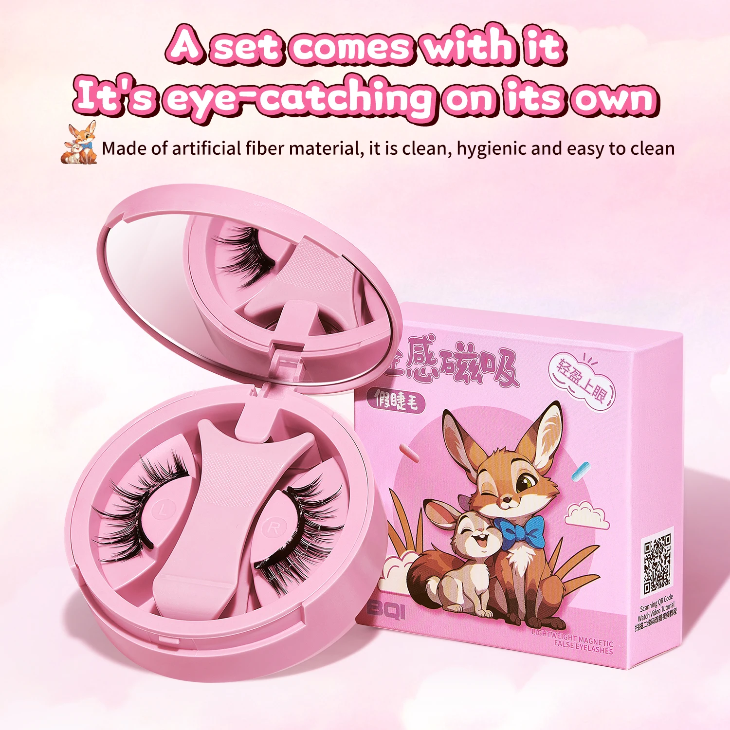 رموش صناعية مغناطيسية خفيفة الوزن من BQI زوج واحد من الرموش على طراز مانغا قابلة لإعادة الاستخدام مع ملاقط مغناطيسية لتطبيق سهل التركيب