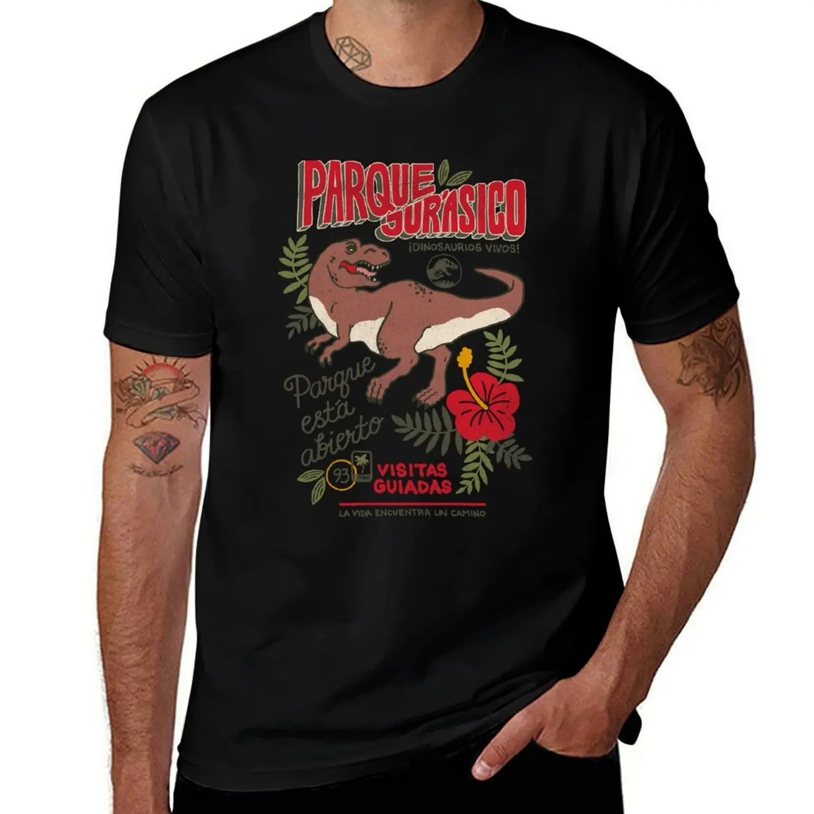 

Jurassic Park Retro Parque Jurásico Vintage Spanish Floral Logo T-Shirt clothes anime stuff mens shirts graphic tee