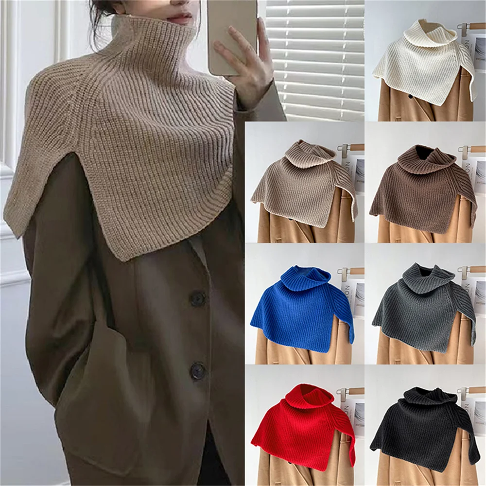 

Douhoow Women Knit Scarf High Neck Wrap Accessories Elegant Turtleneck Slit Solid Winter Pullover Shawl for Casual Daily