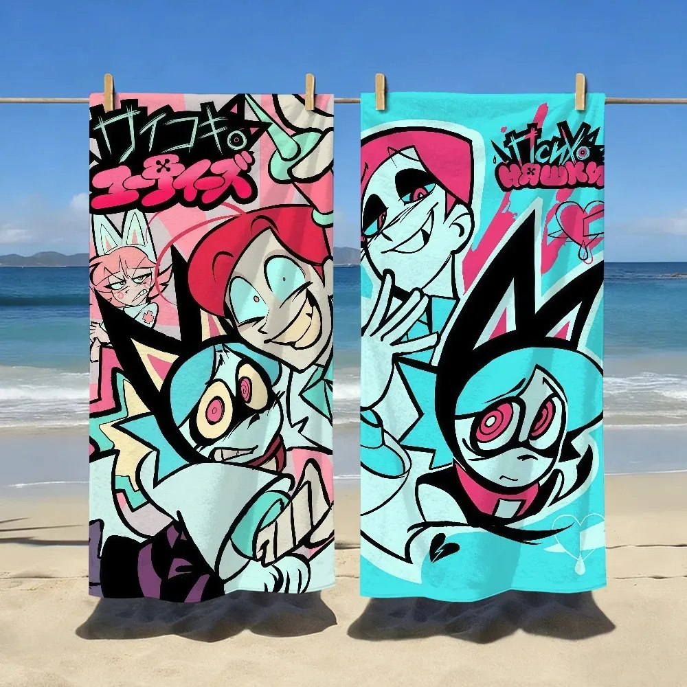 Handtuch Cartoon P-Psycho Cuties Sasha Dr Kane Weiches Pool-Reise-Fitness-Duschhandtuch, cooles Camping-Handtuch, schnell trocknendes klassisches Sport-Strandtuch