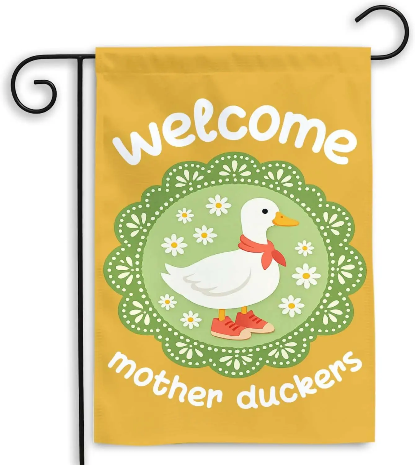 MAIANEY (12x18") Welcome Mother Duckers Garden Flag, Funny Goose Welcome Yard Flag, Outdoor Porch Decor, Farmhouse Lawn  AAS