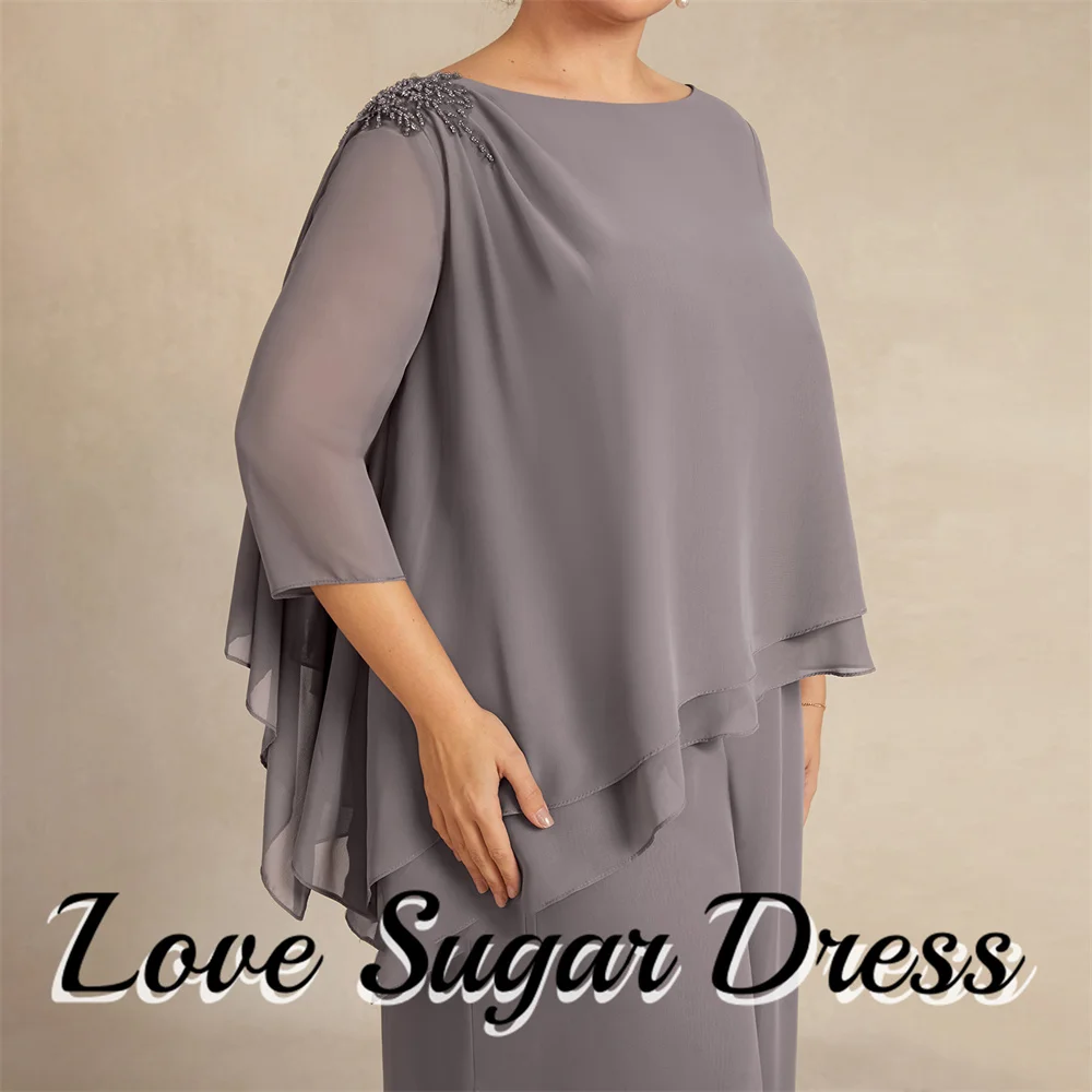 Plus Size Mutter der Braut Kleider elegante 2 Stück Hosenanzug Hochzeits feier Kleider Schaufel Dreiviertel Hochzeit Gast Kleid Custo