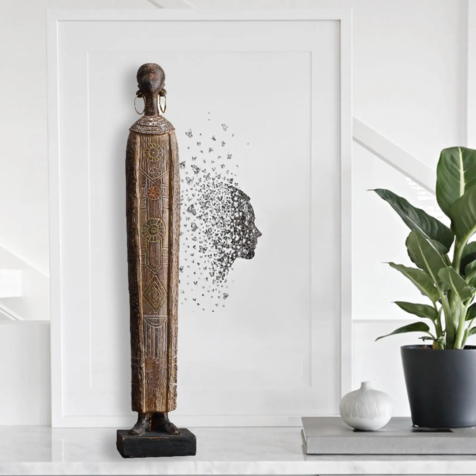 African Statue Sculpture Resin Figurines Women Girl for Home Cabinet Hotel