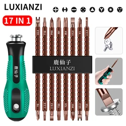 LUXAINZI 17 in 1 Precision Screwdriver Set Multi-function Repair Hand Tool Magnetic Slotted Phillips Torx Screw Driver Kit Bits