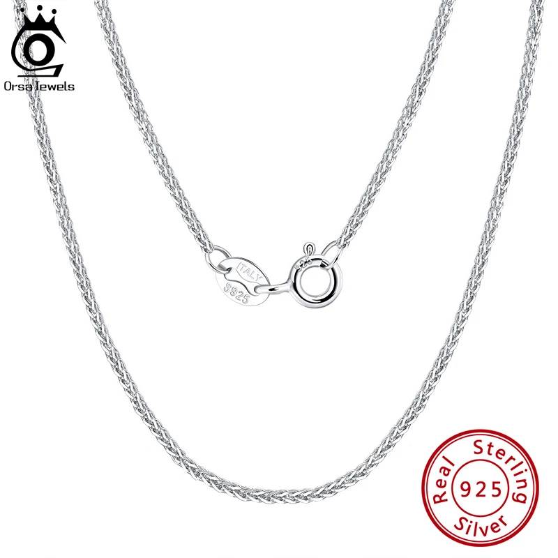 ORSA JEWELS Italian Handmade 1.2mm Chopin Chain Necklace Solid 925 Sterling Silver Man Woman Neck Chain Jewelry for Pendant SC53