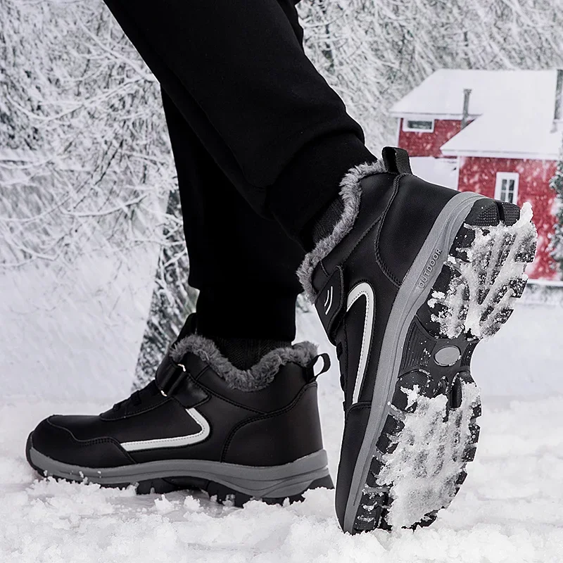 الرجال أحذية رجل الدفء مع الفراء في الهواء الطلق المشي الثلوج أحذية رياضية السفر قصيرة أفخم منصة حذاء للسير مسافات طويلة للجنسين النساء الأحذية #3