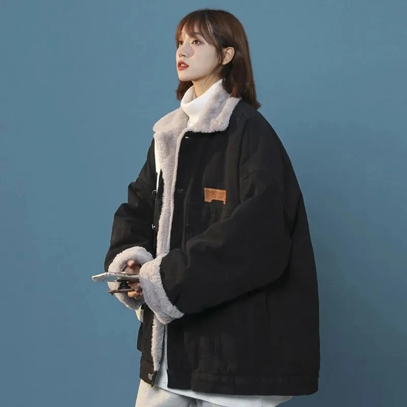 Women Denim Winter Coat Casual Loose Thicken Loose Denim Jackets Add Velvet Warm Padded Cotton Parkas Jacket Female W1074