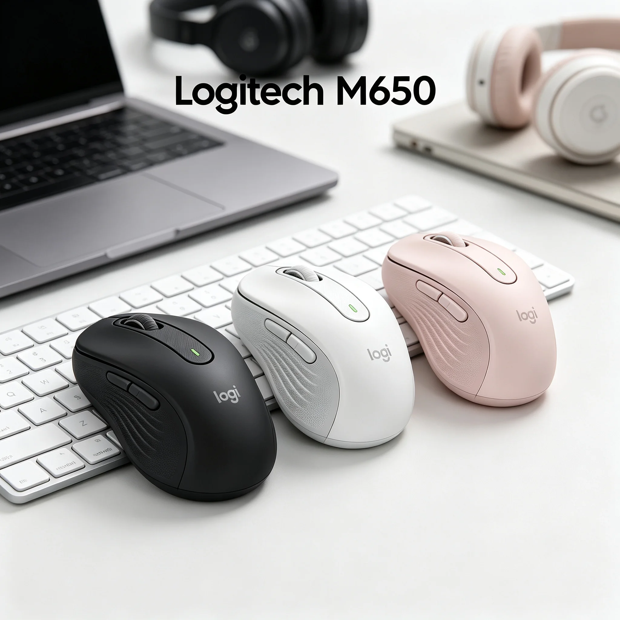 Logitech M650 Signature Bluetooth Wireless Mouse Quiet Silent Click Contoured Ergonomic Shape For Small Medium Hands 5 Custom Bu