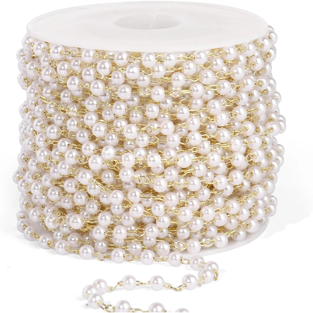 Pearl Trim Chain - 20 Meter 3/4/5/6mm Faux Pearls Beaded