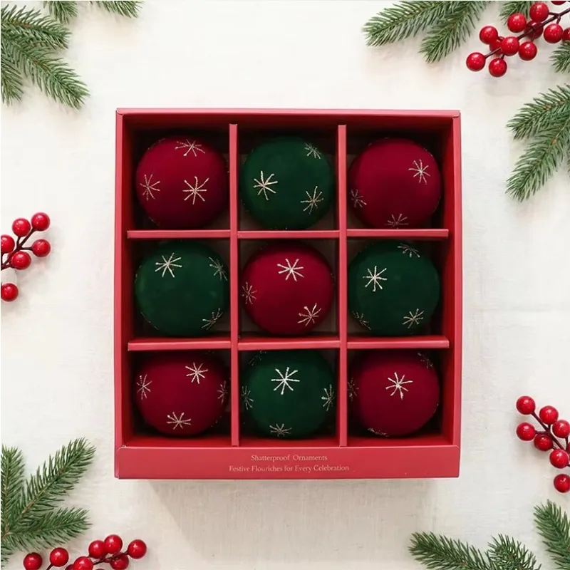 Hot Sale Velvet Painted Christmas Ball Ornaments Flocked Electroplated Painted Xmas Hanging Balls Holiday Decor & Gifts