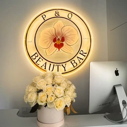 Custom Business Logo 3D Beauty Salon Nail Hair Studio 3D Acrylic Signs Custom Company Name LED Neon Lights Personalized