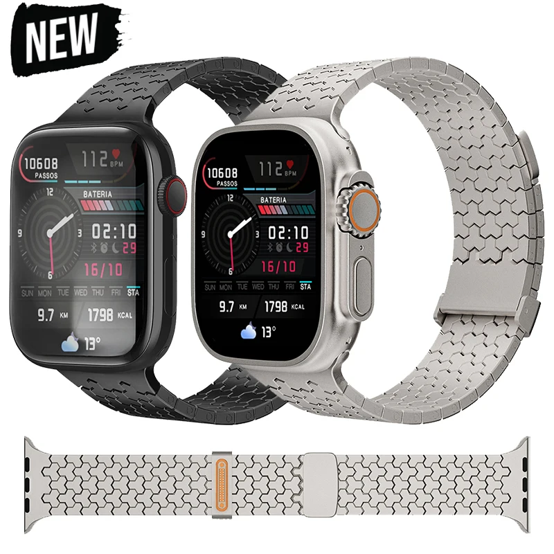 

Магнитный ремешок для Apple Watch Ultra 3/2/1 49 мм серии 11 10 42/46 мм Металлический ремешок для Iwatch 9 8 7 41/45 мм 6 SE 5 40/44 мм Браслет