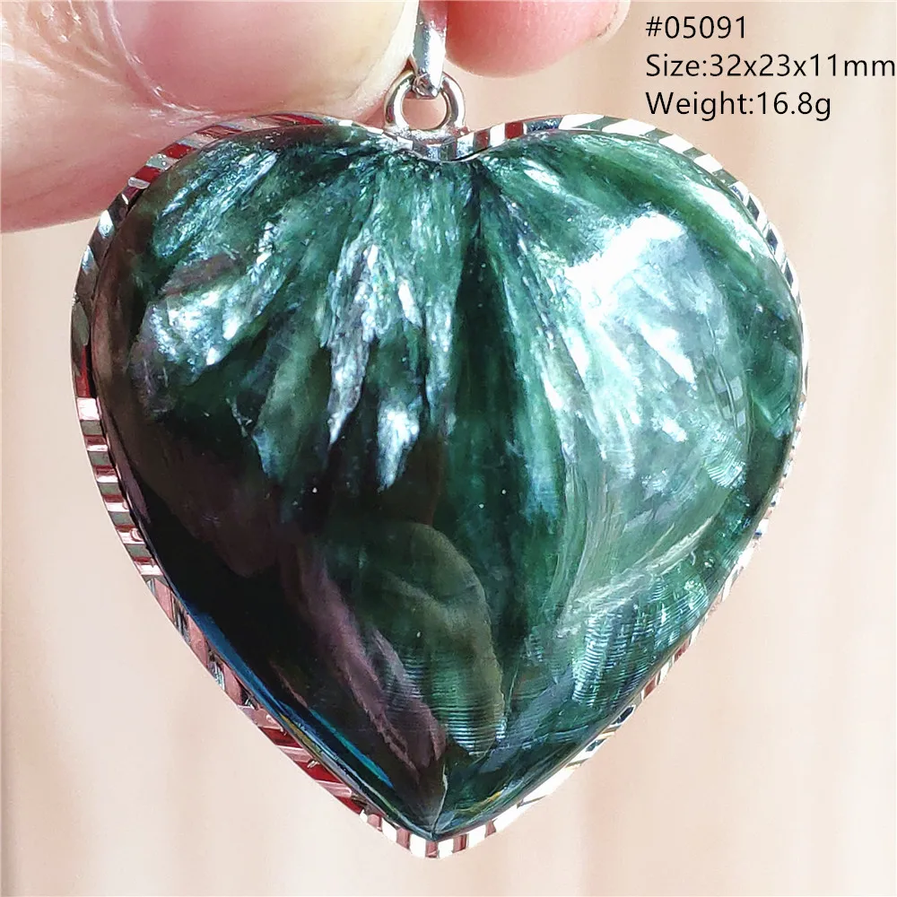 

Natural Green Seraphinite Pendant Necklace Women Men Heart Water Drop 925 Silver Seraphinite Gemstone Pendant Beads AAAAAA