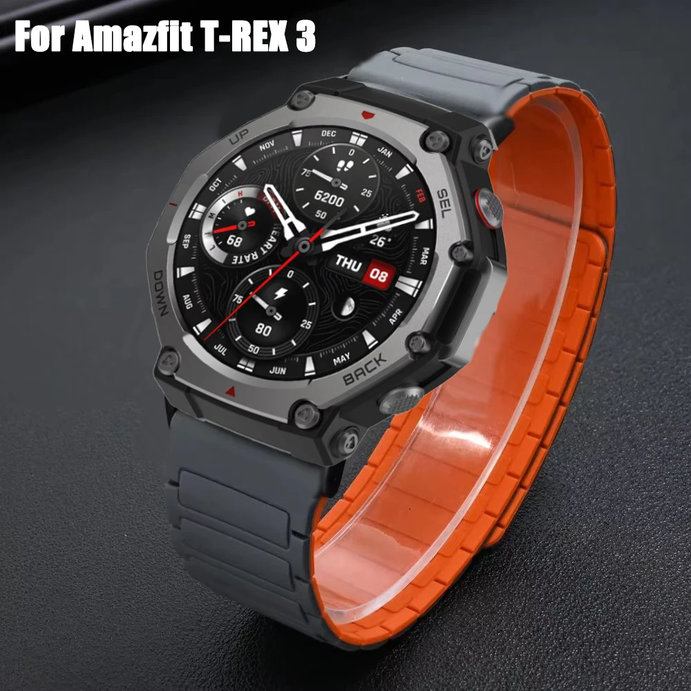 المغناطيسي سيليكون الفرقة ل Amazfit T-Rex 3 ساعة ذكية الرياضة استبدال حزام ل Huami Amazfit T ريكس 3 الفرقة Correa سوار