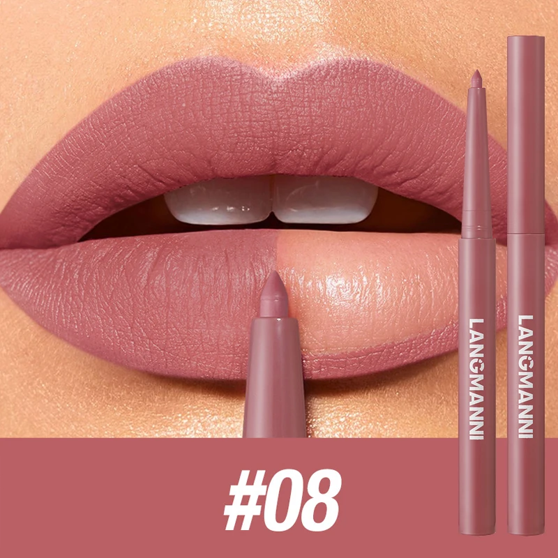 12 Colors Tapered Nib Lip Liner Pencil Nude Matte Lipstick Velvet Lasting Waterproof Color Rendering Lipliner Pen Women Cosmetic