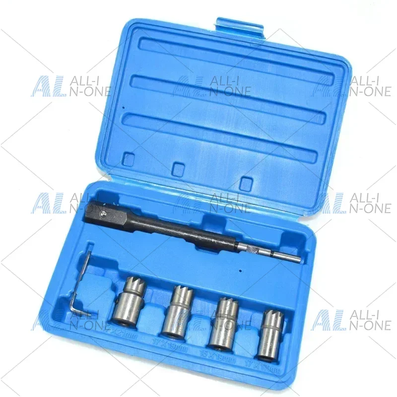 1 Set Injector Remover 5Pcs for  Injector Seat & Cleaner Carbon Remover Seat Tools Cutter Milling Cutter Set Universal Car