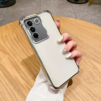 For Vivo V25e in LATAM Case vivo V27e Cover Vivo T2 Phone Case V2237 Soft Bumper Shockproof Protect Cover Clear electroplate