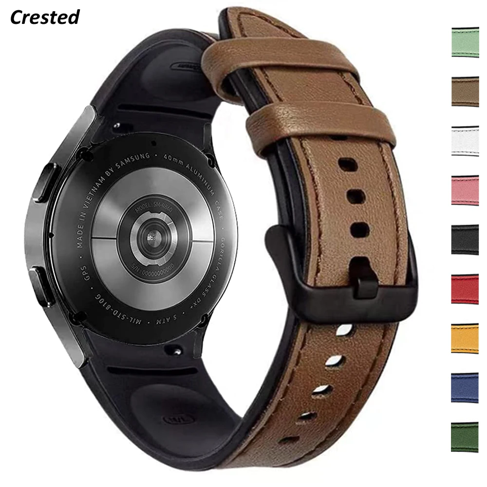 Leather strap For Samsung Galaxy Watch 4 classic 46mm 42mm 44mm 40mm No Gaps Silicone+Leather Bracelet correa Galaxy Watch4 Band