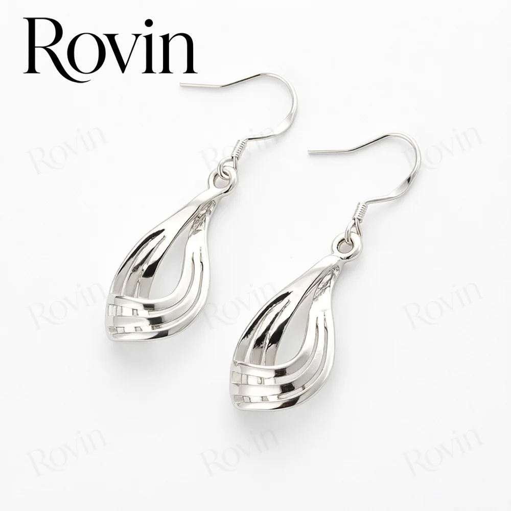 18K Gold Exquisite Multi-Layered Openwork Teardrop Earrings – Minimalist & Stylish Jewelry for Weddings and Parties