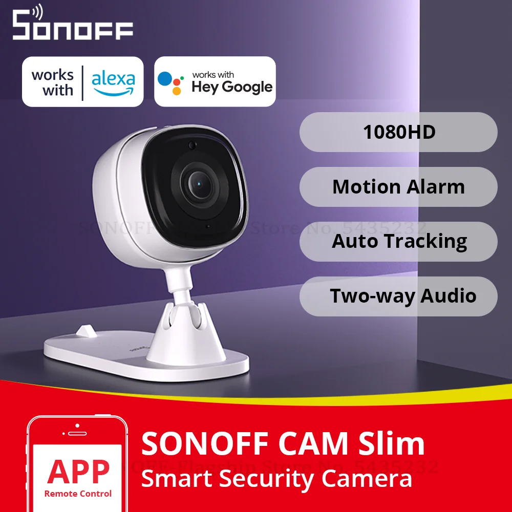 

SONOFF CAM Slim Smart Home Security Camera Mini WiFi 1080P Surveillance Camera Two-way Audio Auto Tracking Motion Video Record