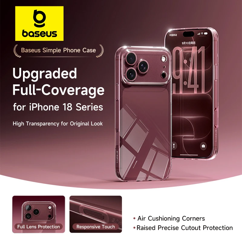 Baseus Clear TPU Case for iPhone 18 17 Pro Max Plus Air Soft Transparent Phone Cover Soft Thin Protective Case