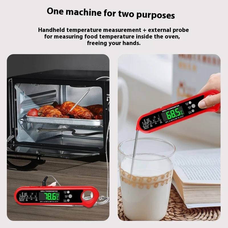 

Цифровой кухонный термометр для мяса, жарки, гриля и приготовления пищи с двумя датчиками, таймером и сигнализацией