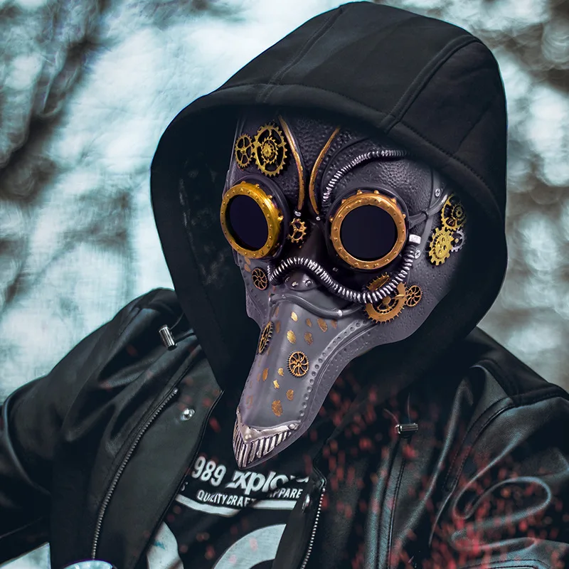 Nueva máscara de médico de la plaga de nariz larga, máscara gótica Steampunk para Halloween, máscara de Cosplay, máscara de plaga para fiesta de prosboscis