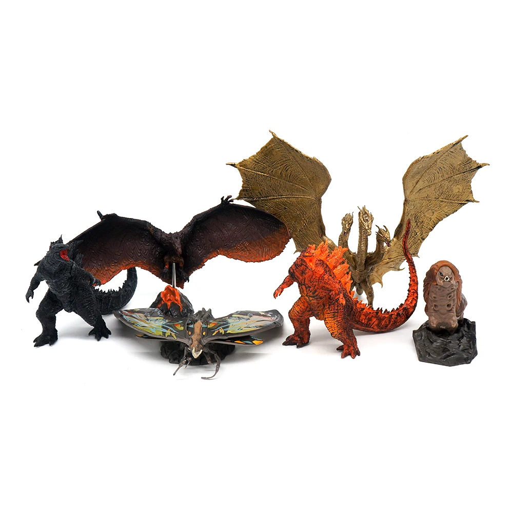 6PCS/Set Godzilla Mothra King Ghidorah Ancient Mutant Nuclear Energy Giant Monster Of Pollution Mutation PVC Model Kid Gift Toy