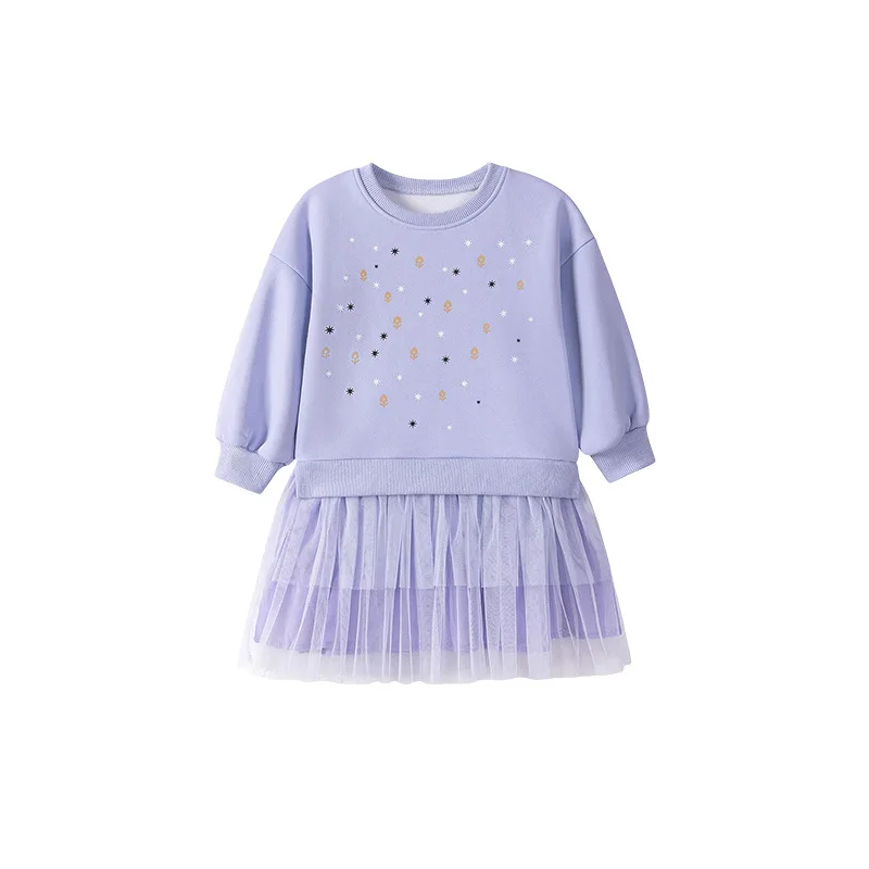 

Children shirt Autumn Fleece-Lined Girls' Dress Cute Mesh Children's Dress