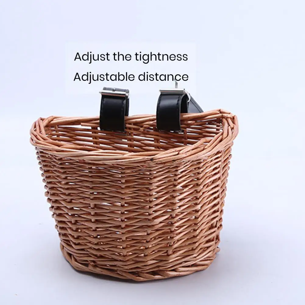 Bicycle Scooter Basket Bicycle Basket Handmade Woven Rattan Bike Baskets Capacity Strong Load-bearing Front Handle Bicycle