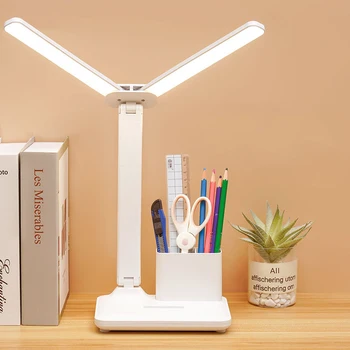 USB 충전 LED 테이블 램프, 무단 디밍 데스크 램프, 다기능 야간 램프, 침실 독서등, 흰색 조명