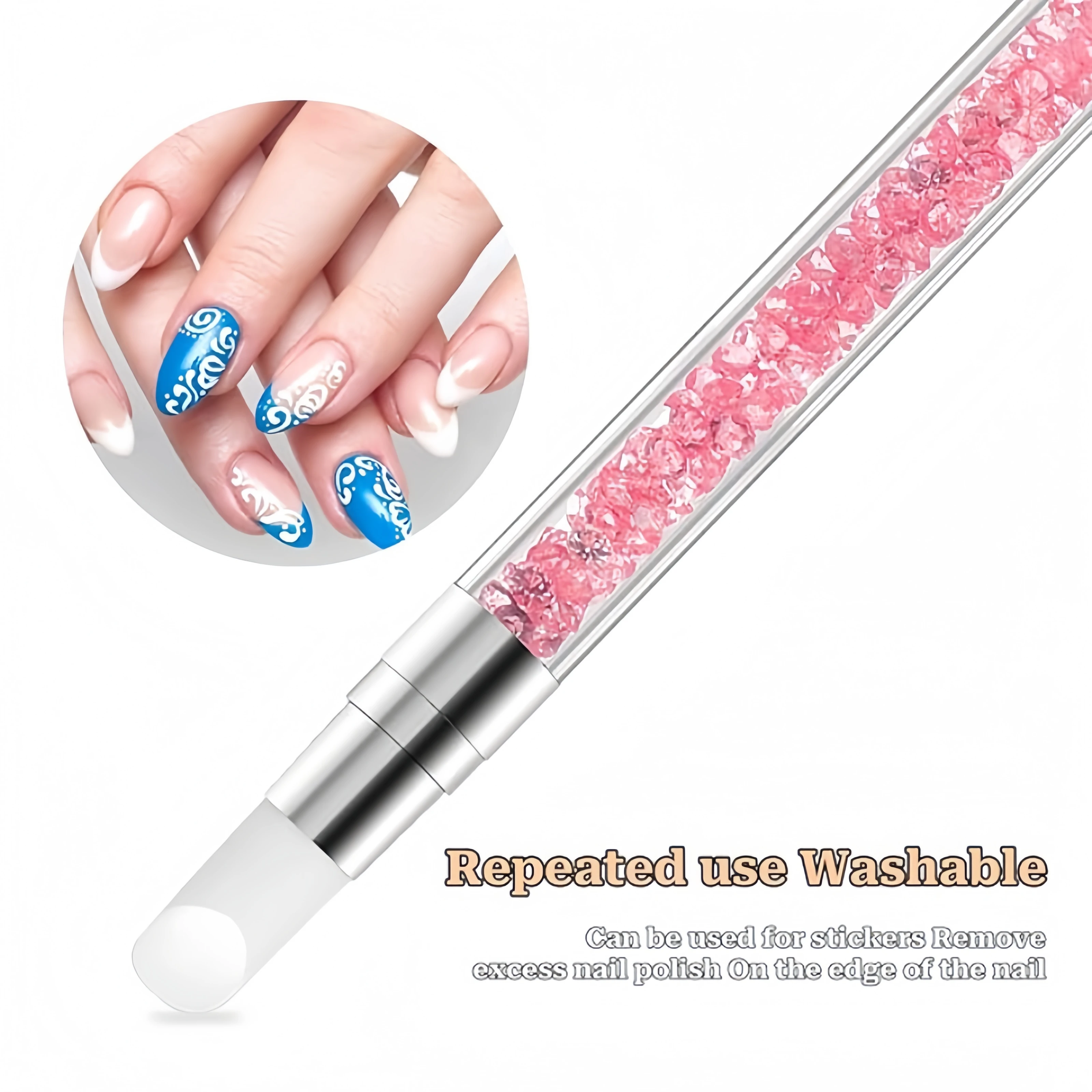 5 pçs caneta de escultura de arte do prego escovas de silicone de ponta dupla para design de unhas escultura 3d desenho moldar gravação escova pontilhando ferramenta